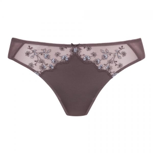 Delightful lace string brief taupe noir